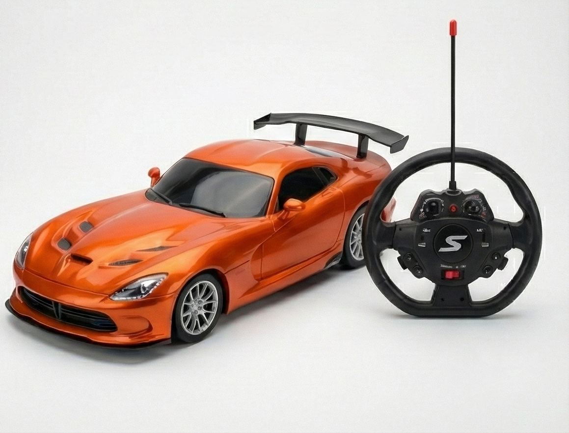 Remote Control Racing Car with Steering Wheel Controller – Orange Sports Edition