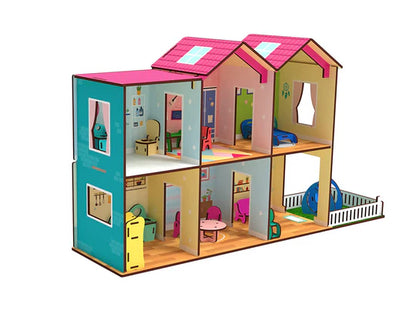 Big Size Wooden DIY Doll House for Kids with Furniture, Dolls, Side Garden and Much More! Play House Learning Toy for Girls Boys 3 4 5 6 7 Year Old Birthday Gift Dollhouse