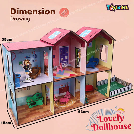 Big Size Wooden DIY Doll House for Kids with Furniture, Dolls, Side Garden and Much More! Play House Learning Toy for Girls Boys 3 4 5 6 7 Year Old Birthday Gift Dollhouse