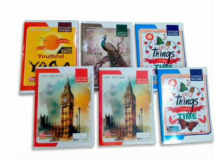 A4 Notebook Set (Pack of 6) | Soft Cover Exercise Books for School & Office | Premium Quality Writing Notebook for Students