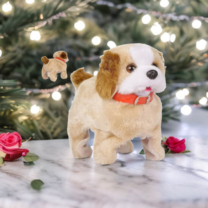 Battery Operated Jumping, Walking & Barking Dog Toy – Soft Plush Puppy with Backflip Action – Interactive Sound & Movement Toy for Kids