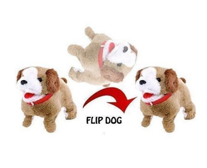 Battery Operated Jumping, Walking & Barking Dog Toy – Soft Plush Puppy with Backflip Action – Interactive Sound & Movement Toy for Kids